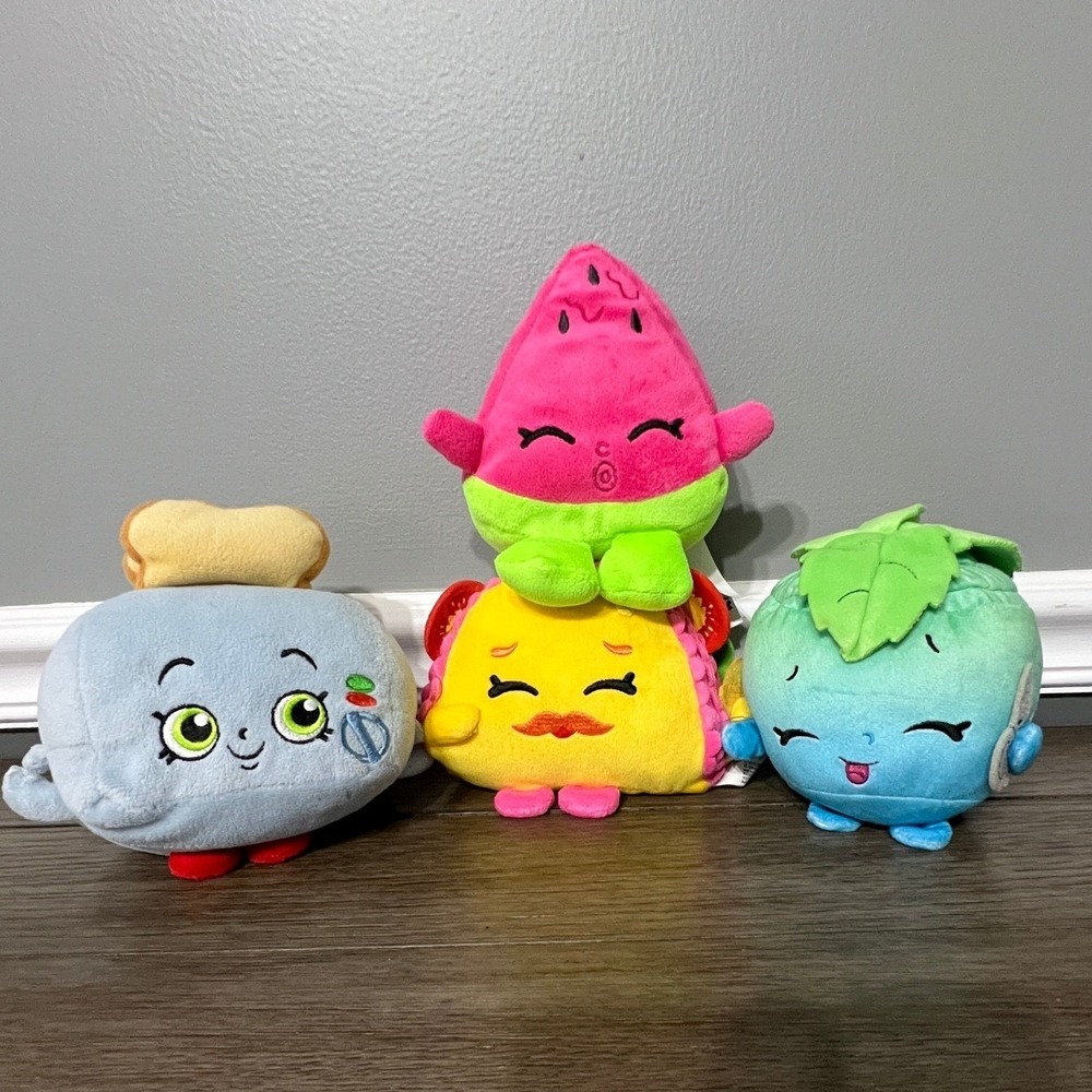 Shopkins Plush‎ Stuffed Animal Toys  Lot of 4 Toaster Taco Watermelon Mintie